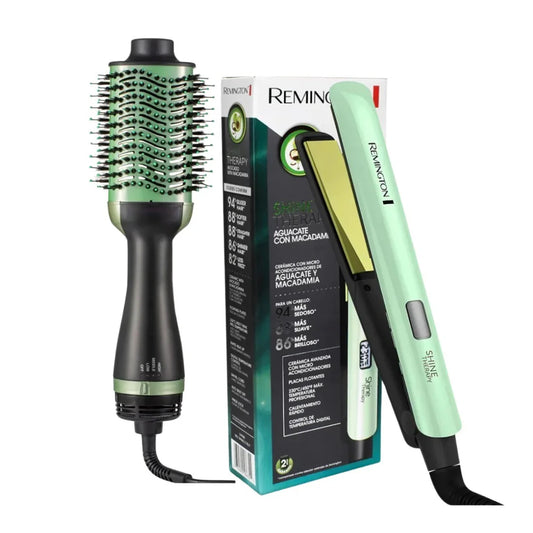 Combo Plancha Remington Aguacate + Cepillo Secador Aguacate