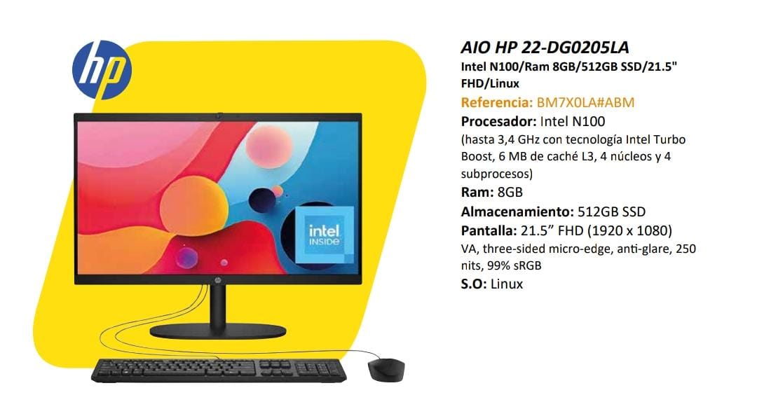 Computador All-in-One HP 22-DG0205LA