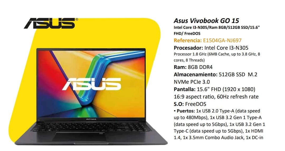 Computador ASUS Vivobook Go 15