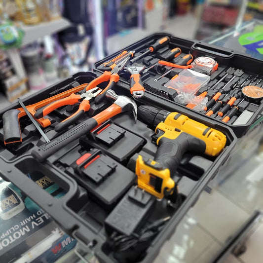 Taladro Inalámbrico 2 Baterías + Kit De Herramientas