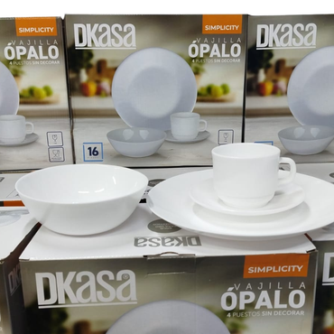 Vajilla Dkasa Opalo - Blanca Vitrocerámica