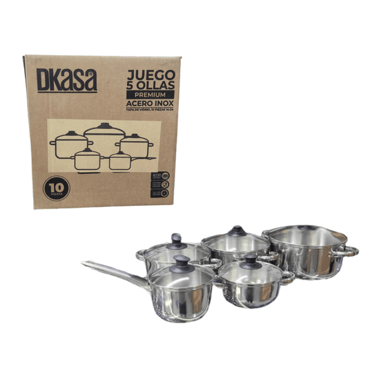Juego De Ollas Dkasa Acero 10 Piezas