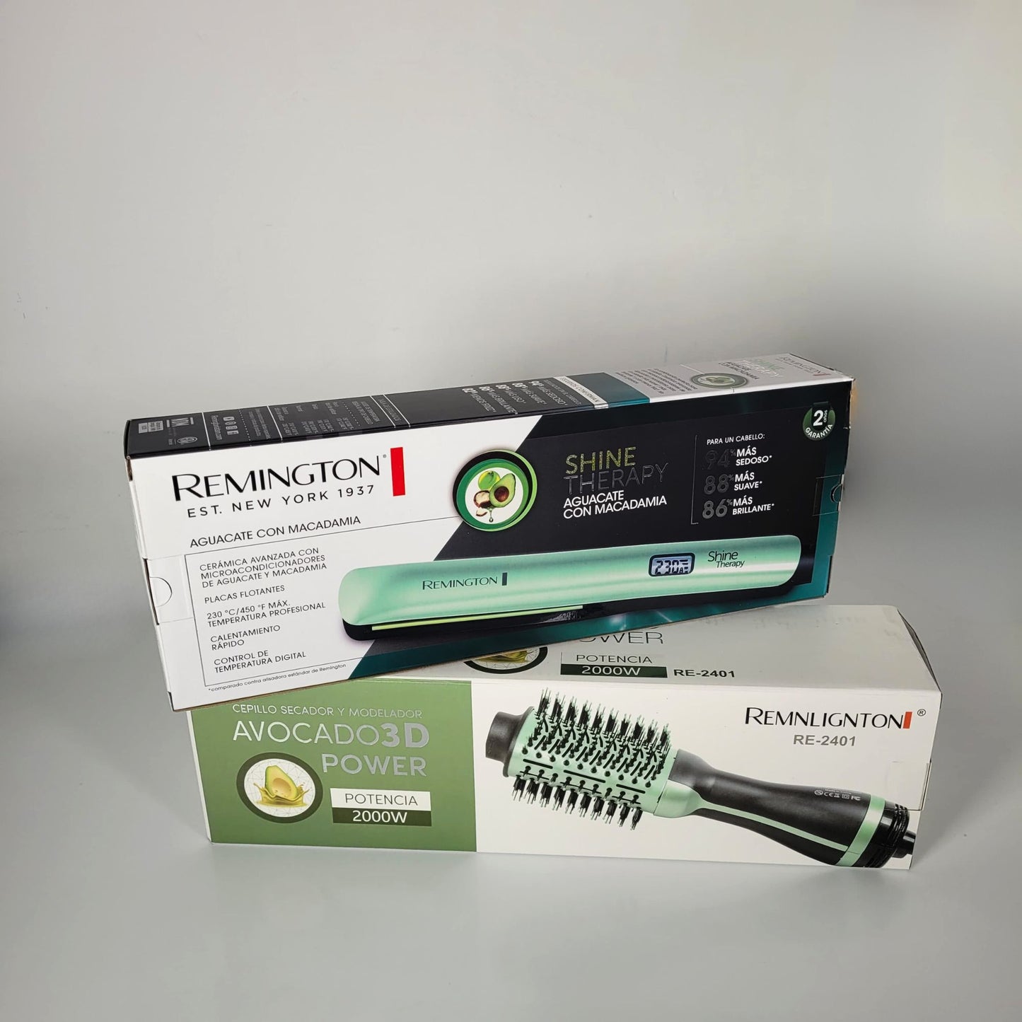 Combo Plancha Remington Aguacate + Cepillo Secador Aguacate