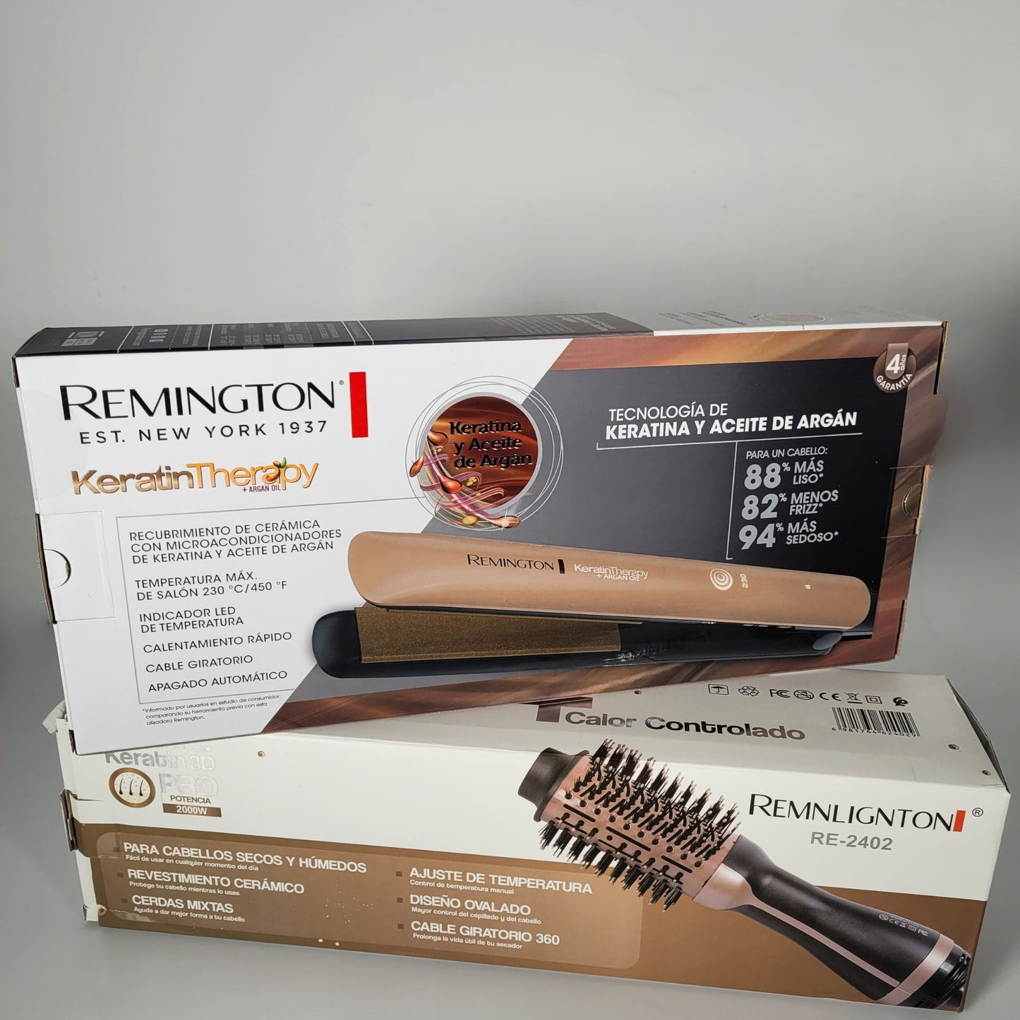 Combo Plancha Remington Keratina + Cepillo Secador Keratina
