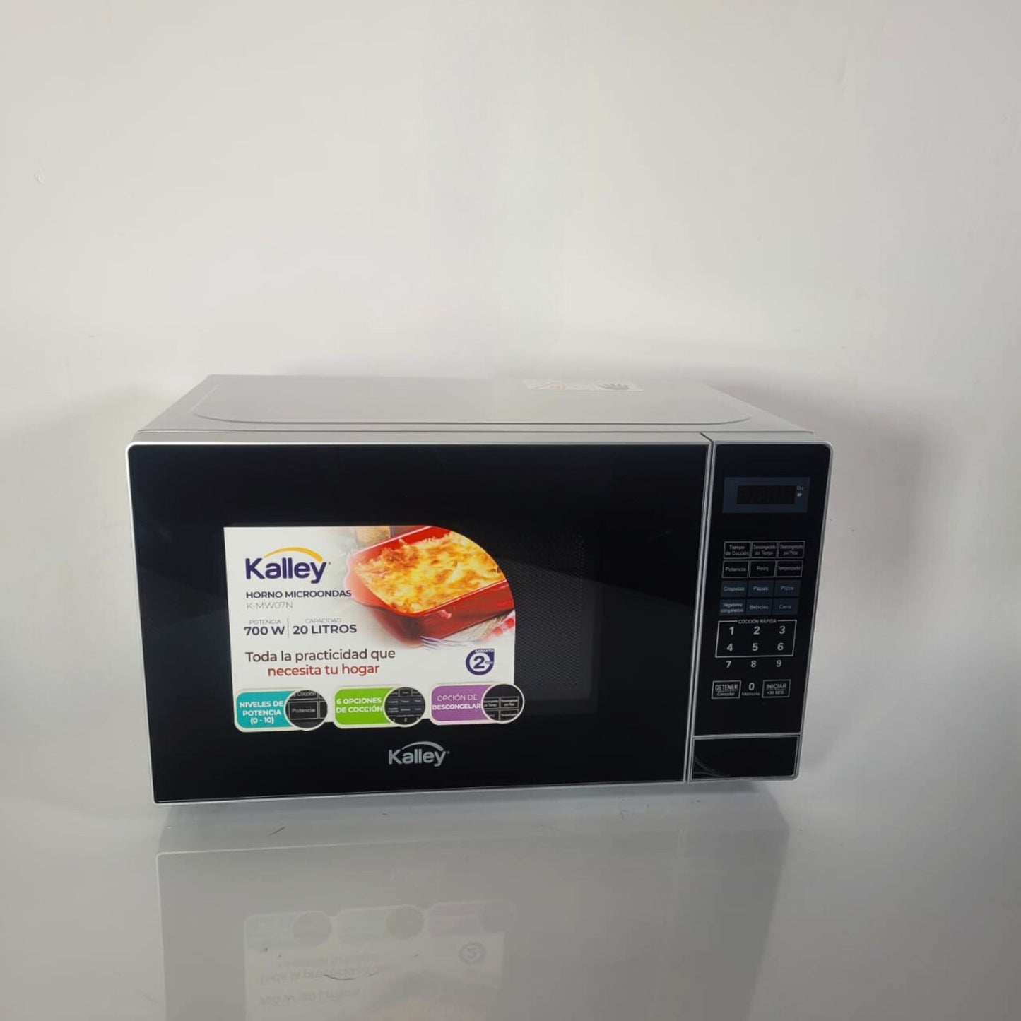 Microondas Kalley Negro Borde Plata 20 Litros