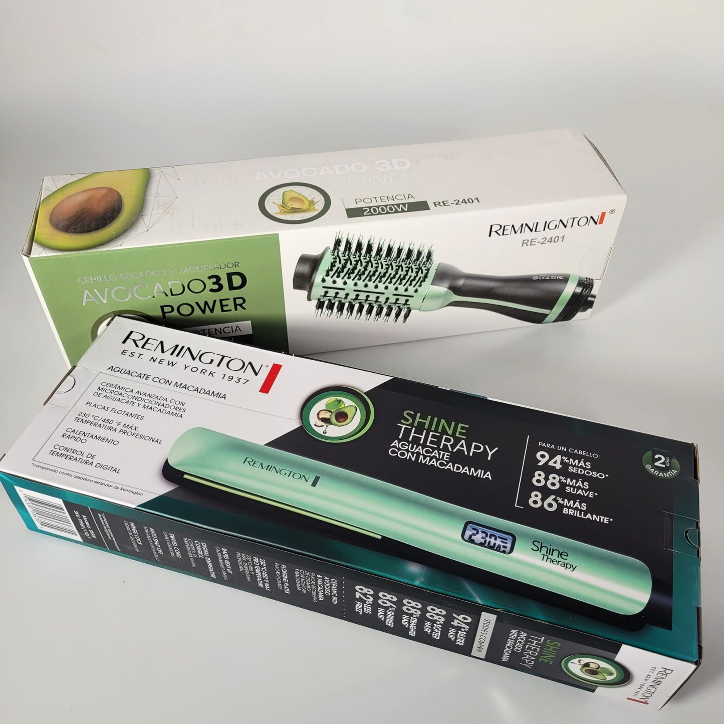 Combo Plancha Remington Aguacate + Cepillo Secador Aguacate
