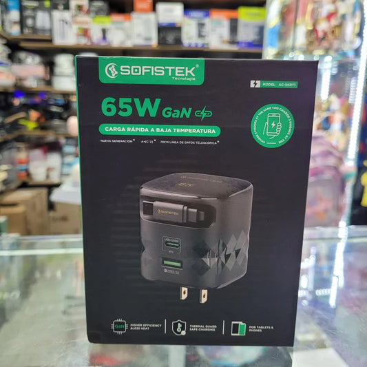 Cargador 65w Cable Retráctil