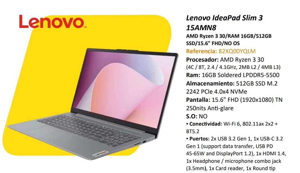 Computador Ideapad Slim 3 15Amn8
