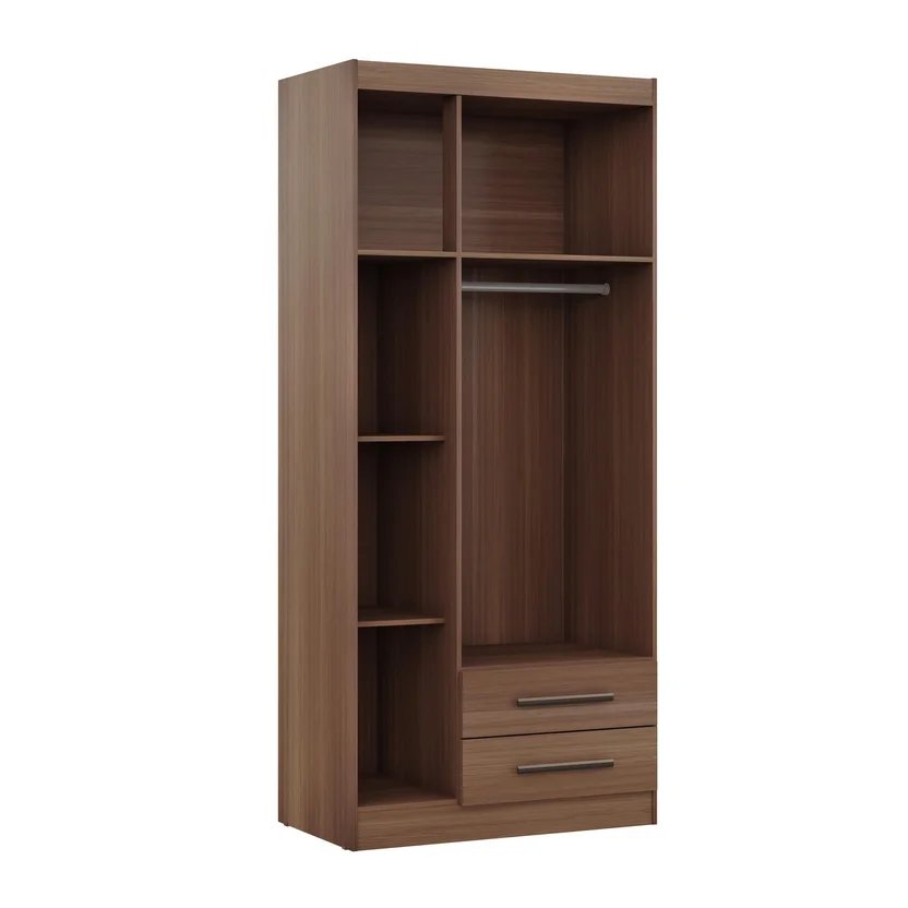 Closet 83x183x47 Cm Nogal 2 Cajones 3 Puertas Casa Bonita