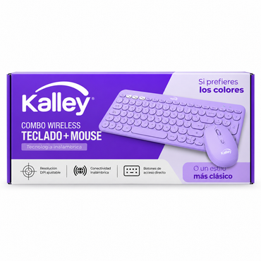 Combo Teclado Y Mouse Inalámbrico KALLEY K-CIM Morado Mate
