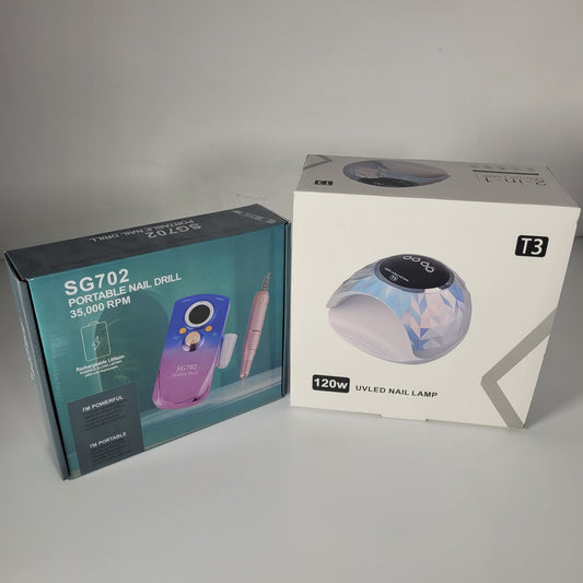 Combo Lampara De Uñas 120w + Drill Inalámbrico 35.000 Rpm