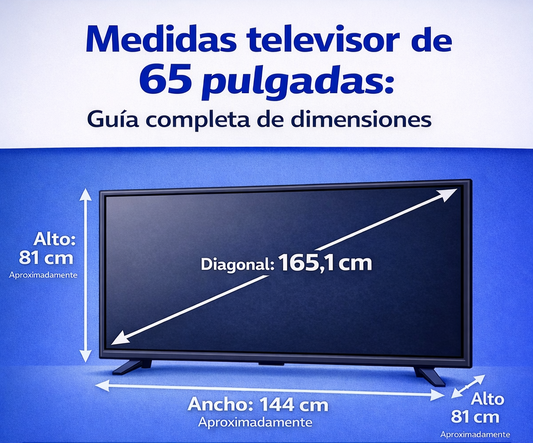 medidas televisor 65 pulgadas​