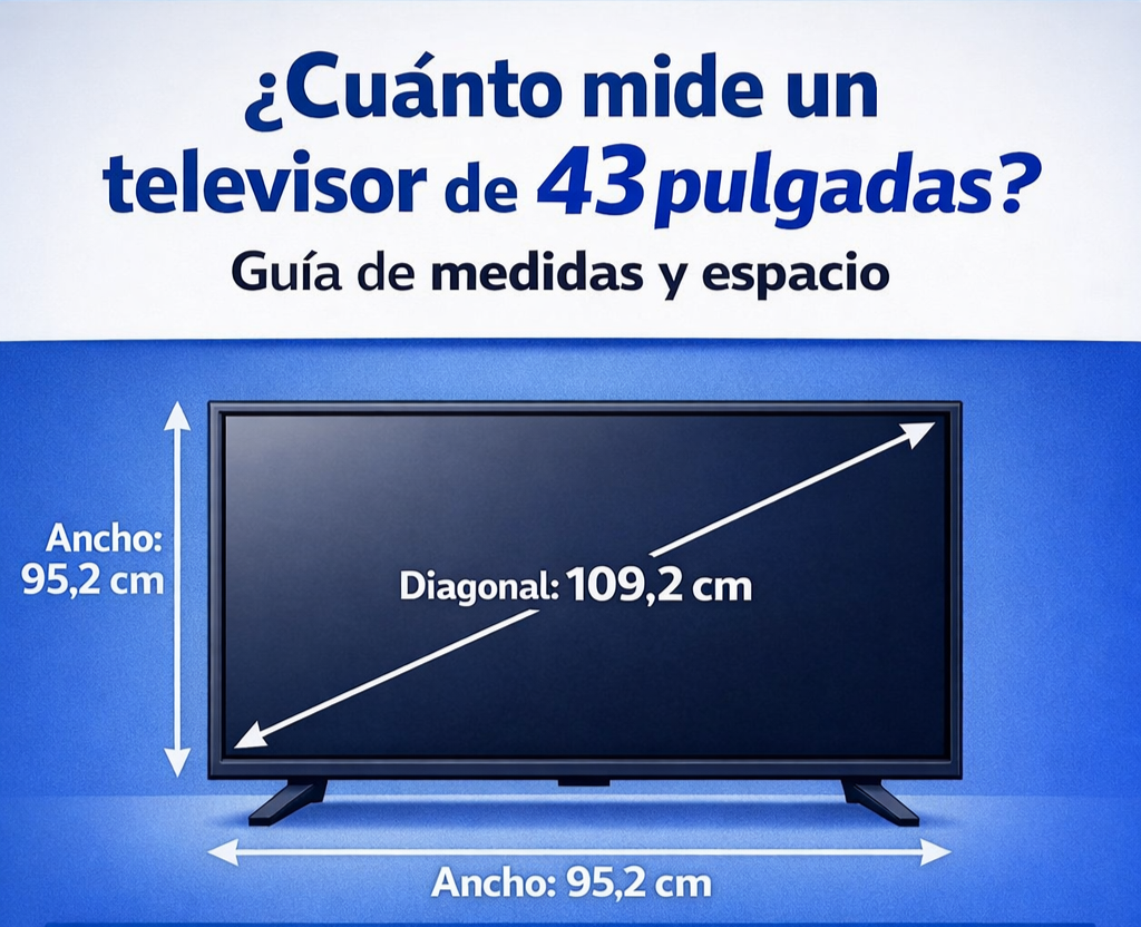 Cuánto mide un televisor de 43 pulgadas​