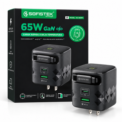 Cargador 65w Cable Retráctil