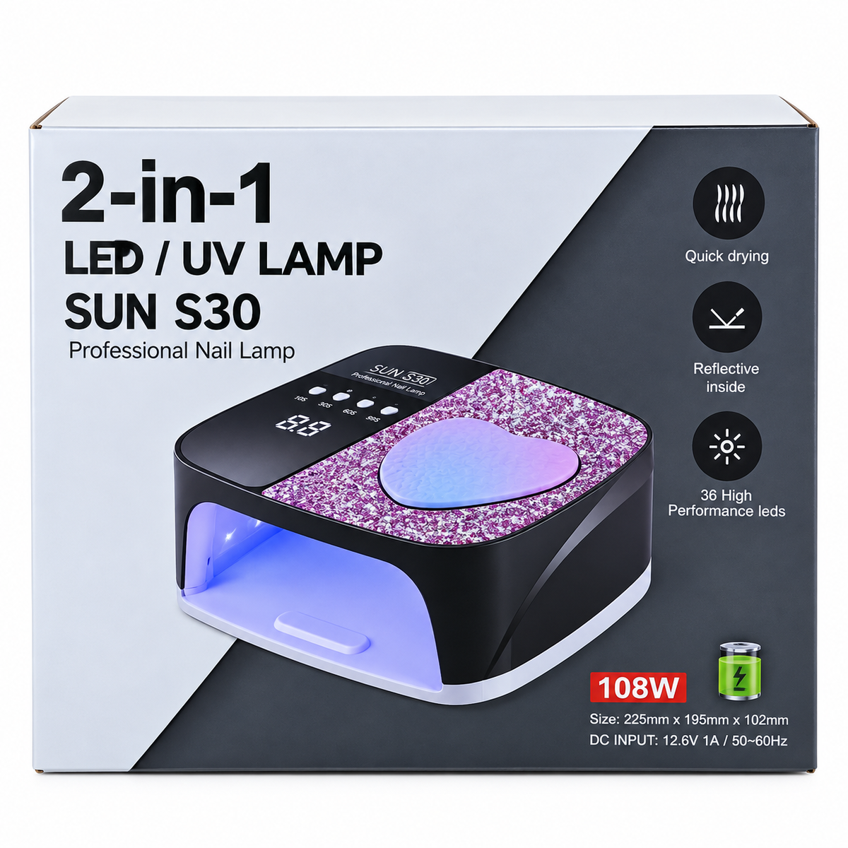 Lámpara UV LED Para Uñas SUN S30 De 108 W Con 36 Leds