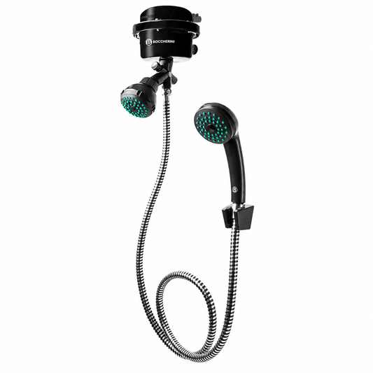 Ducha Eléctrica Boccherini 220 V Negra Con Regadera Y Manguera