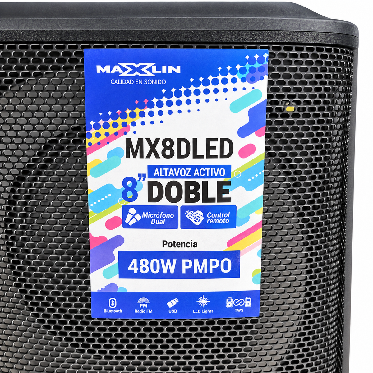 Torre Maxlin Doble De 8 Pulgadas LED Con 2 Micrófonos Inalámbricos