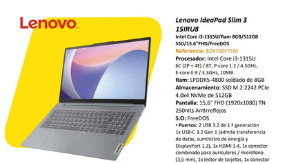 Lenovo IdeaPad Slim 3 15IRU8