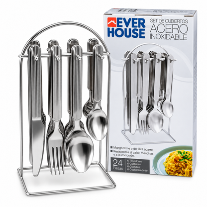 Juego De Cubiertos Everhouse Acero X 24 Piezas