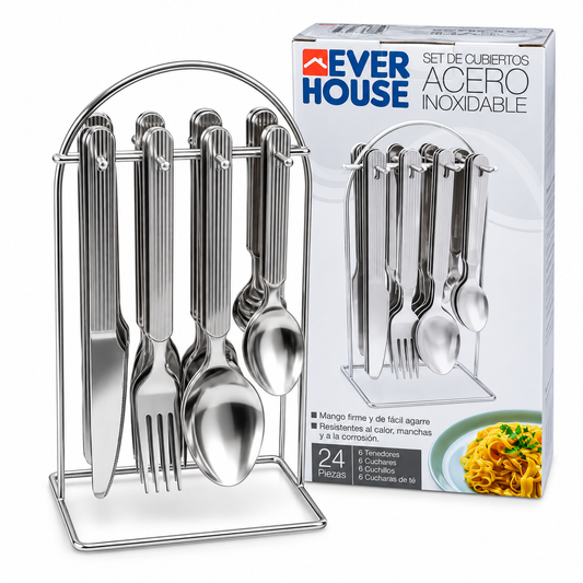 Juego De Cubiertos Everhouse Acero X 24 Piezas