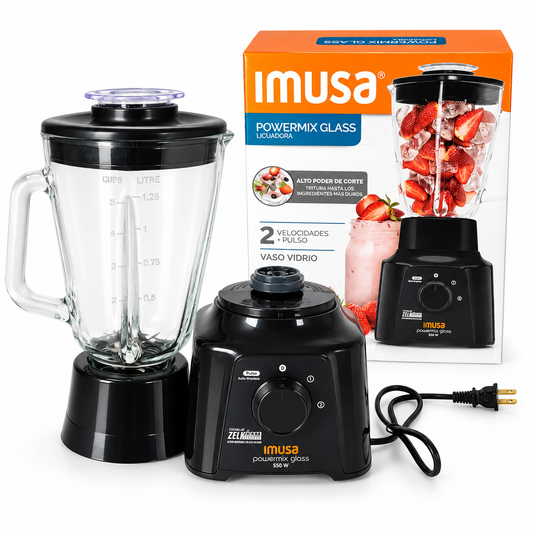 Licuadora IMUSA Power Glass Con Vaso De Vidrio Y 2 Velocidades