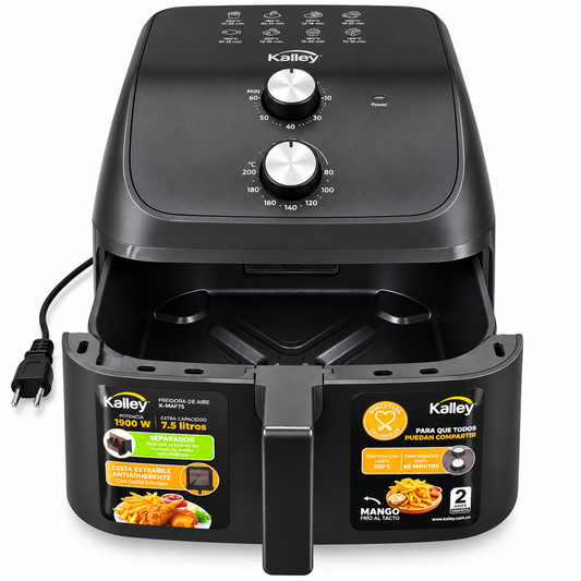 Freidora De Aire Kalley K-MAF75 De 7,5 Litros 1900 W Negra