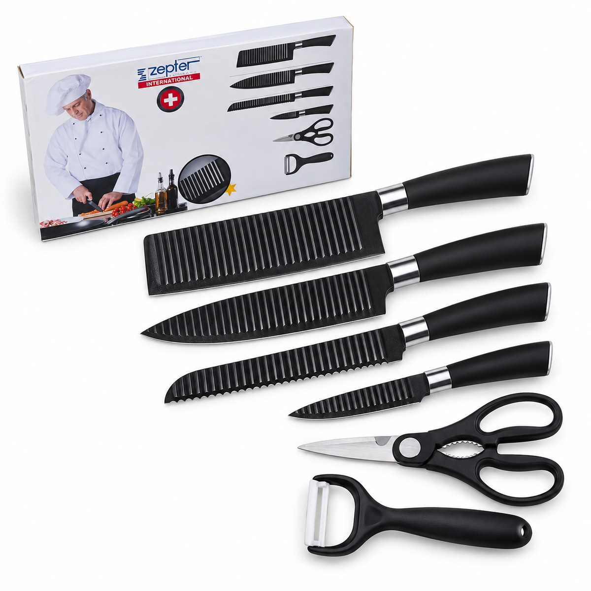 Set de Cuchillos De Cocina 0277 De 6 Piezas Con Tijeras Y Pelador