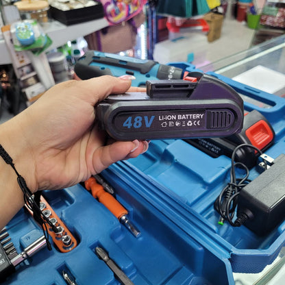 Taladro Inalambrico 2 Baterias Azul + Accesorios