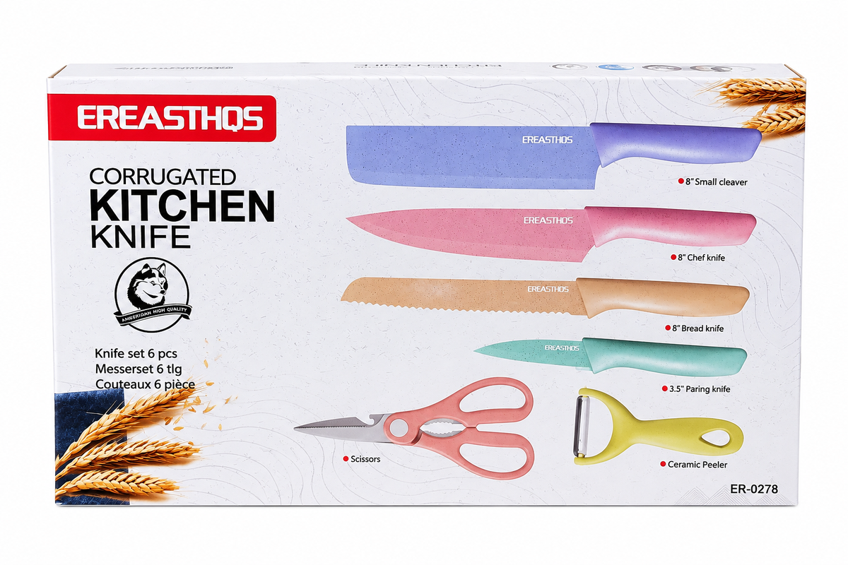 Set De Cuchillos Breasthos 0278 De 7 Piezas Con Tabla De Picar