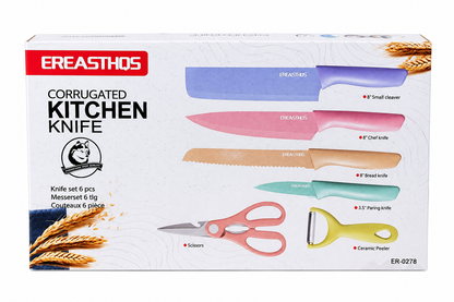 Set De Cuchillos Breasthos 0278 De 7 Piezas Con Tabla De Picar