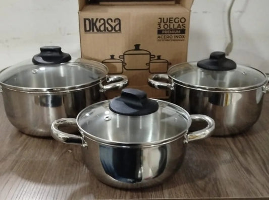 JUEGO DE OLLAS ACERO 6 PIEZAS