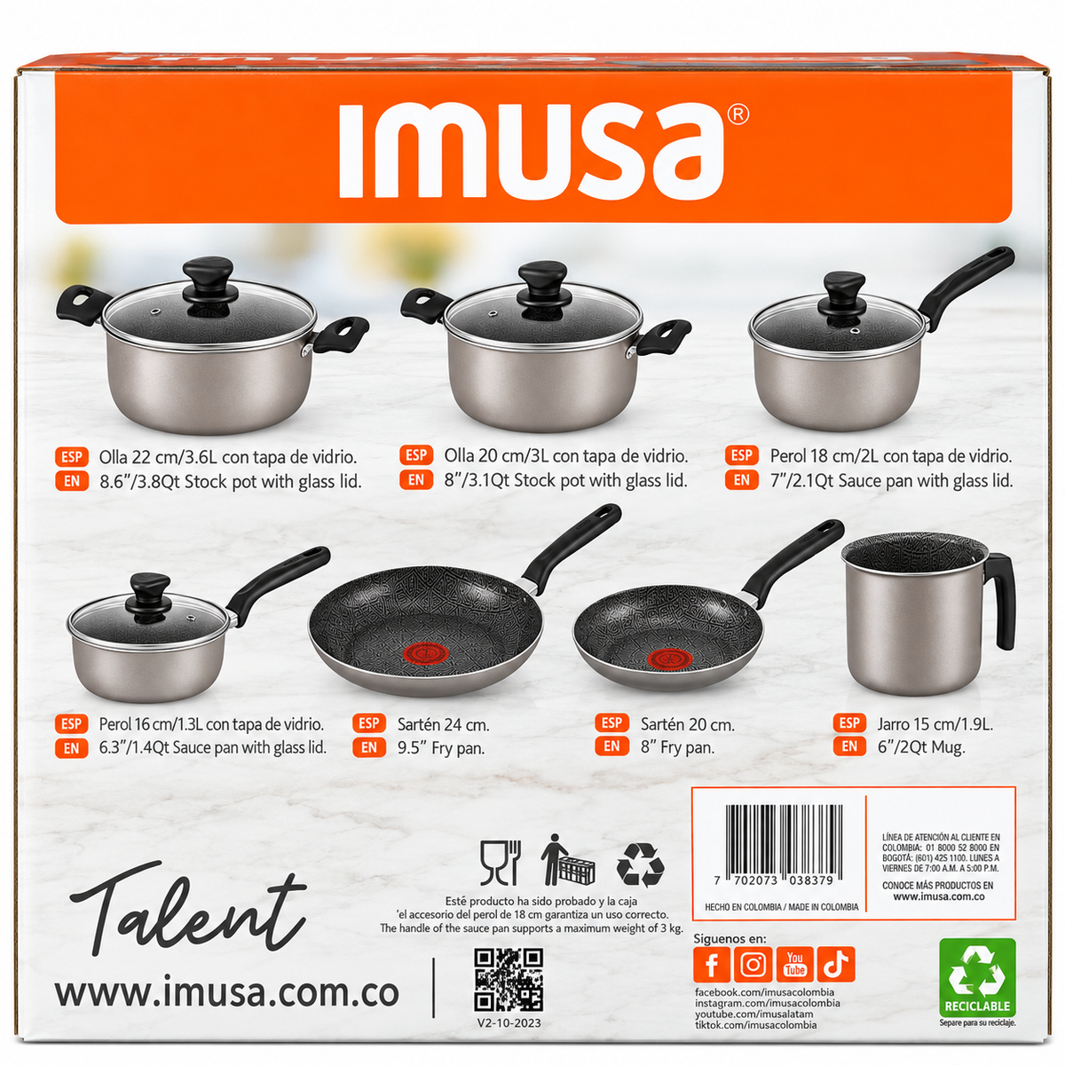 Juego De Ollas Imusa Talent 11 Piezas