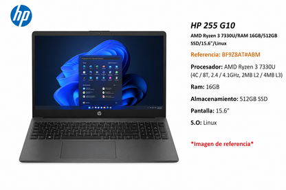 Portátil HP 255 G10 Ryzen 3 7330U 16GB 512GB SSD