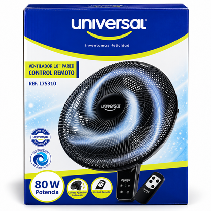 Ventilador De Pared Universal L75310 De 18" Y 80 W Con Control Remoto