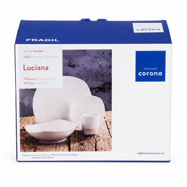 Vajilla Corona Luciana 16 Piezas 4 Puestos