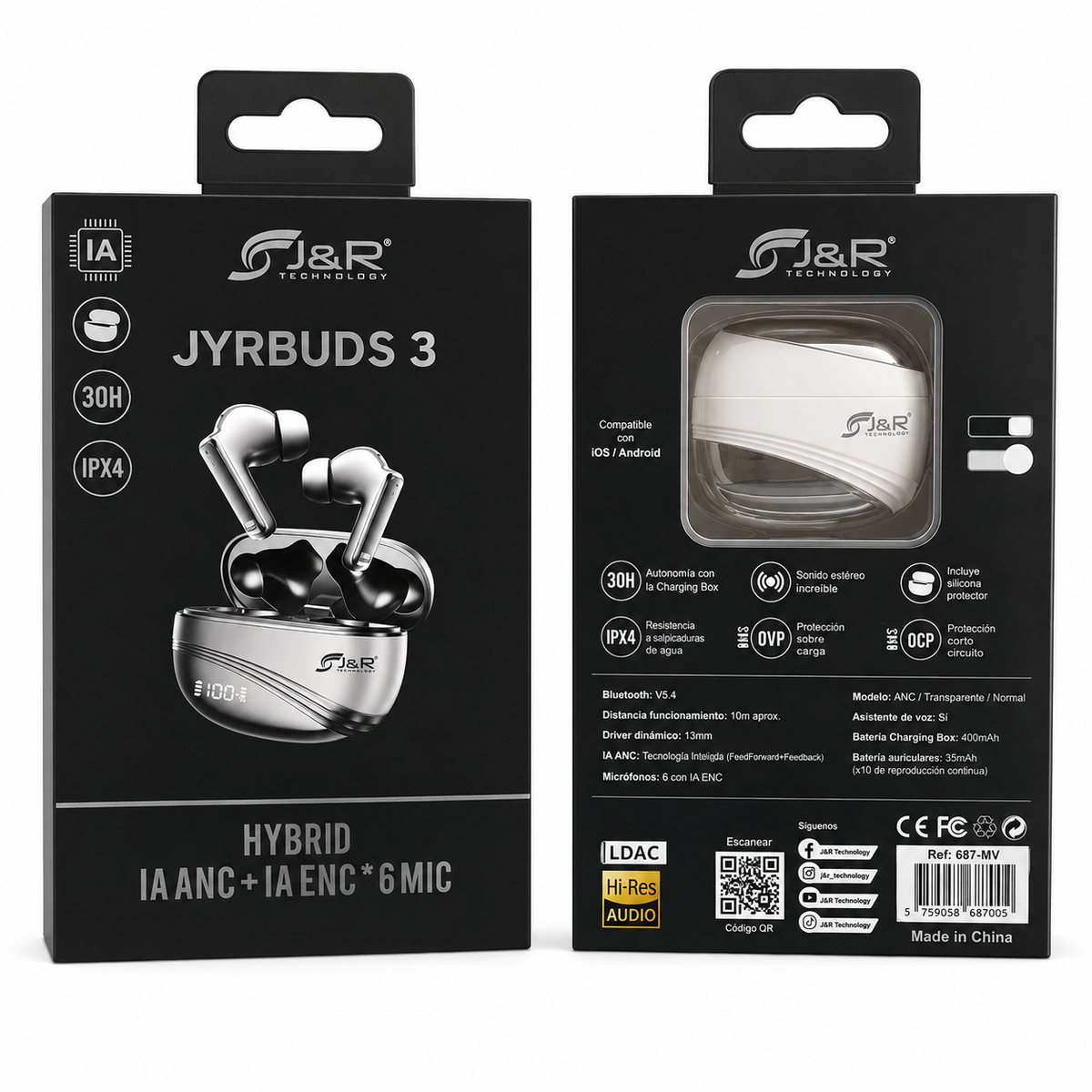Auriculares Bluetooth J&r Con Inteligencia Artificial