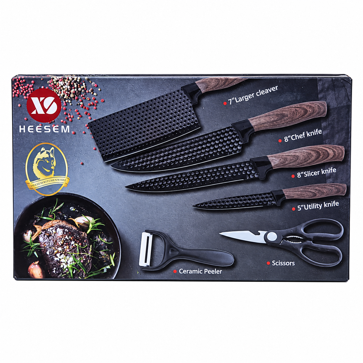 Set de Cuchillos De Cocina 0280 De 6 Piezas Con Tijeras Y Pelador