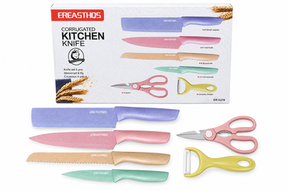 Set De Cuchillos Breasthos 0278 De 7 Piezas Con Tabla De Picar