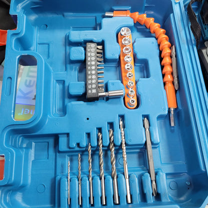 Taladro Inalambrico 2 Baterias Azul + Accesorios