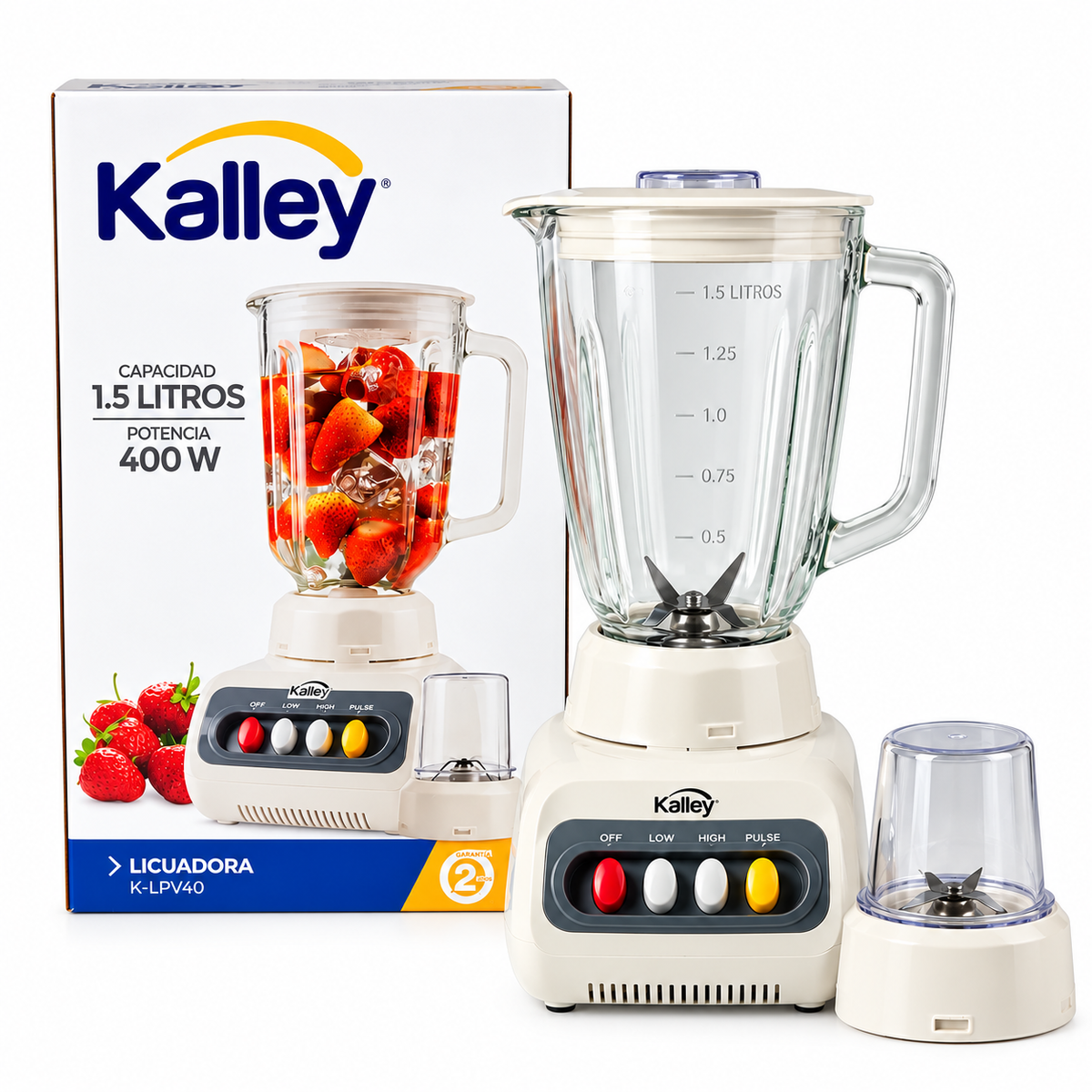 Licuadora Kalley K-lpc40 Vaso De Vidrio + Picatodo