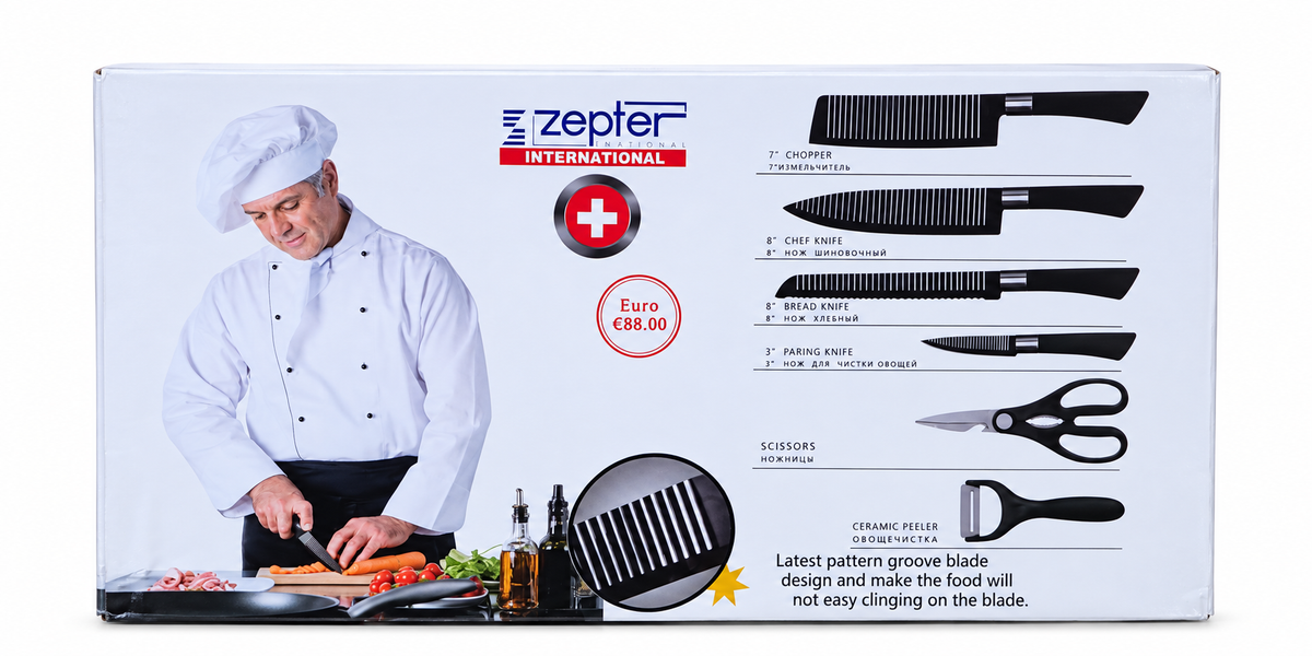 Set de Cuchillos De Cocina 0277 De 6 Piezas Con Tijeras Y Pelador