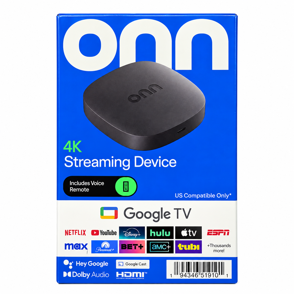 TV Box Onn 4K Plus Google Con Control De Voz