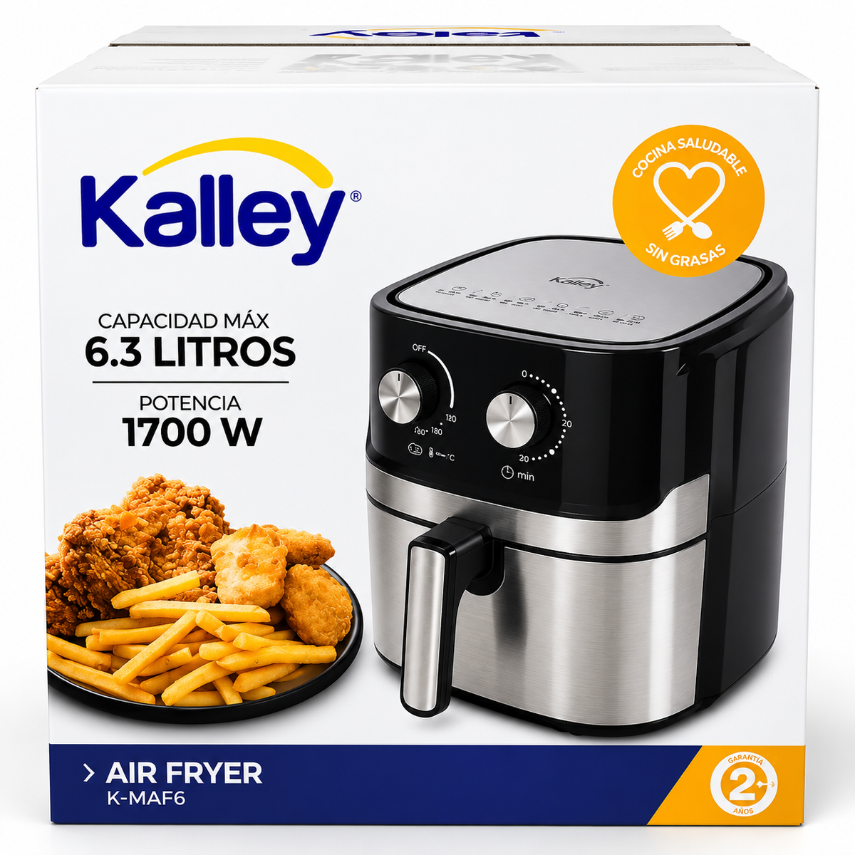 Freidora De Aire Kalley K-MAF6 De 6.3 Litros 1700 W Negra