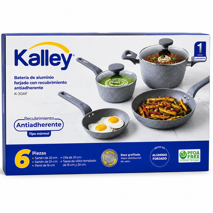 Juego De Ollas Kalley 6 Piezas Aluminio Forjado Antiadherente