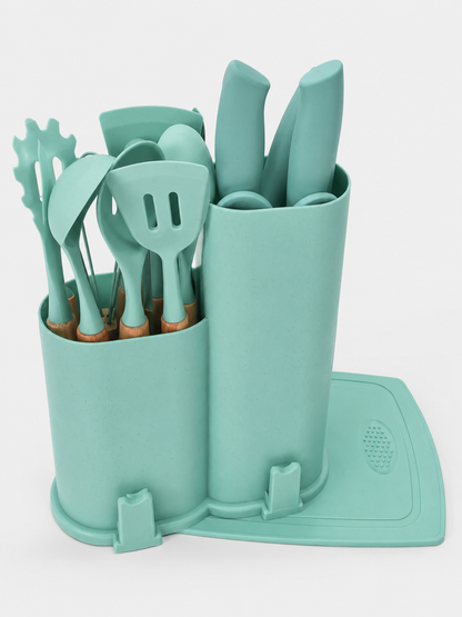 Set Cuchillos Con Soporte Y Tabla Of1