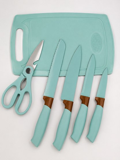Set Cuchillos Con Soporte Y Tabla Of1