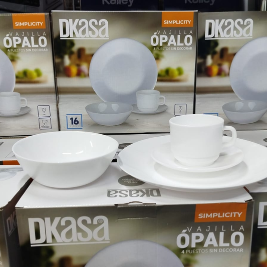 Vajilla Dkasa Opalo - Blanca Vitrocerámica