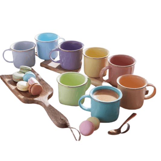 Juego De Pocillo mugs Corona Macaron Set X8 Unidades Diferentes Colores
