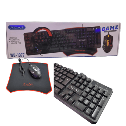 Teclado + Diadema + Mouse + Pad Mouse
