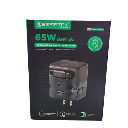 Cargador 65w Cable Retráctil